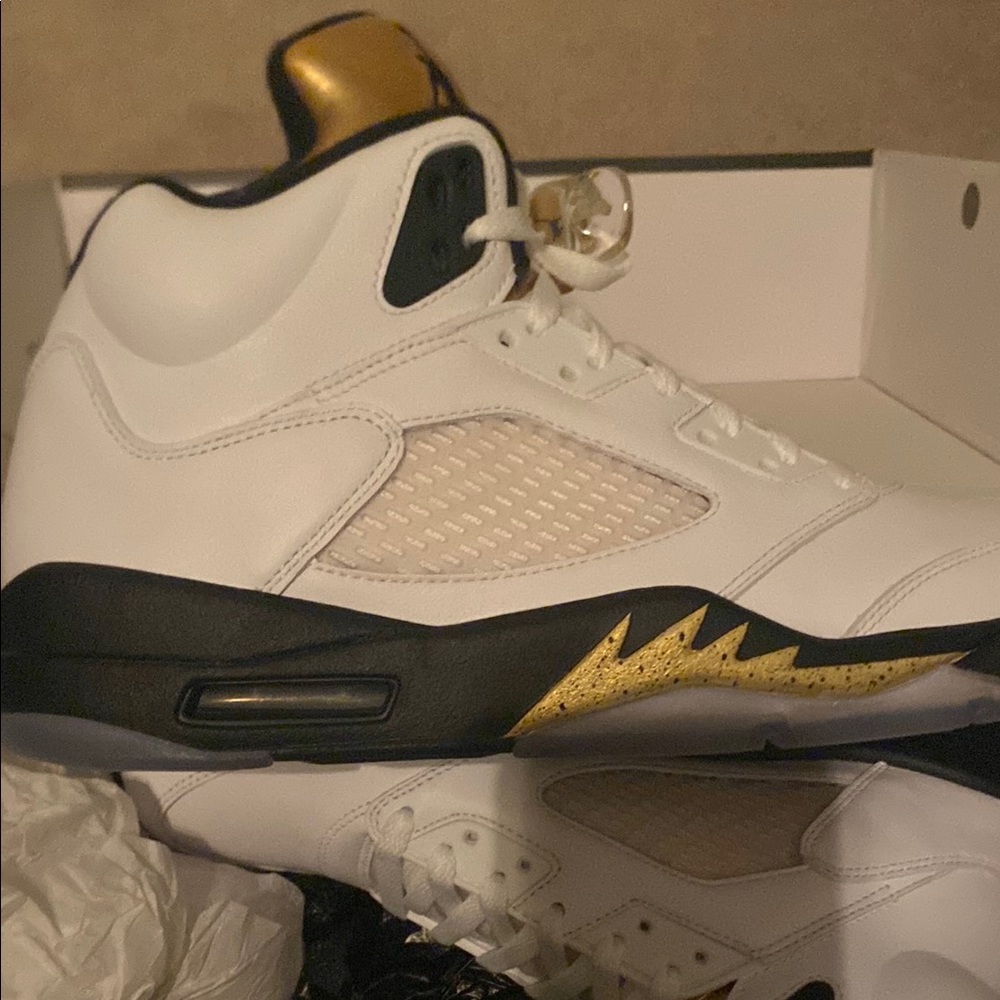 Air Jordan 5 Retro White Gold Sneakers